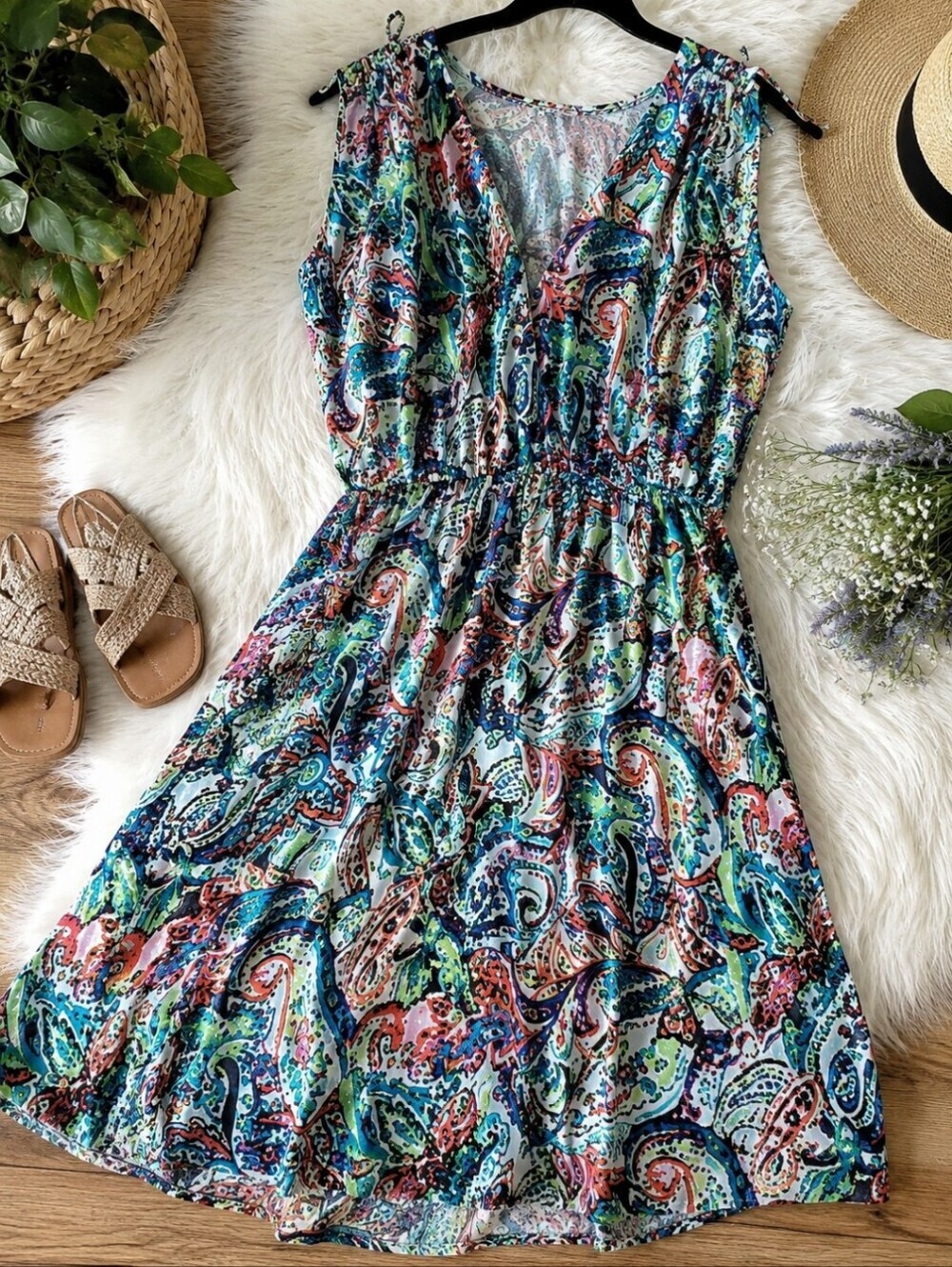 Lauren Ralph Lauren Cotton Coastal Preppy V-Neck Sundress